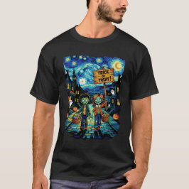 トリック・オア・トリート・ゾンビ – ゴッホの星空のハロウィン Tシャツ
