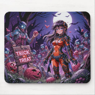 トリック・オア・トリート!ハロウィンのゾンビが脳みそを配ってる! マウスパッド