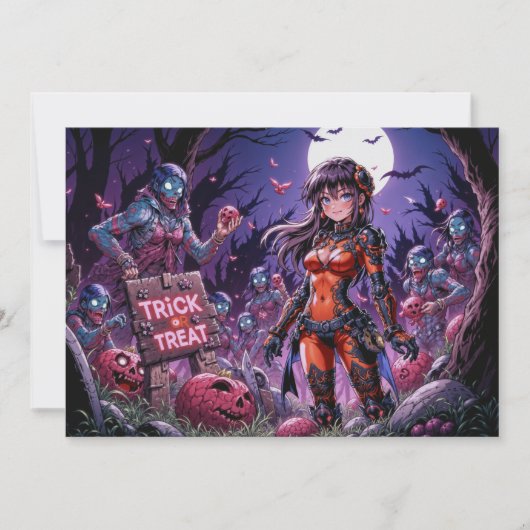 トリック・オア・トリート！ハロウィンのゾンビが脳みそを配ってる！ 招待状 (正面)