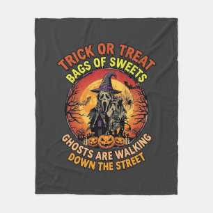 トリック・オア・トリート ハロウィン おばけ かぼちゃ お化け屋敷 フリースブランケット