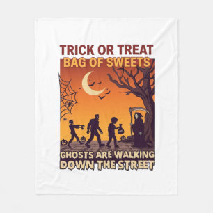 トリック・オア・トリート ハロウィン ゾンビ 死神 パンプキン フリースブランケット