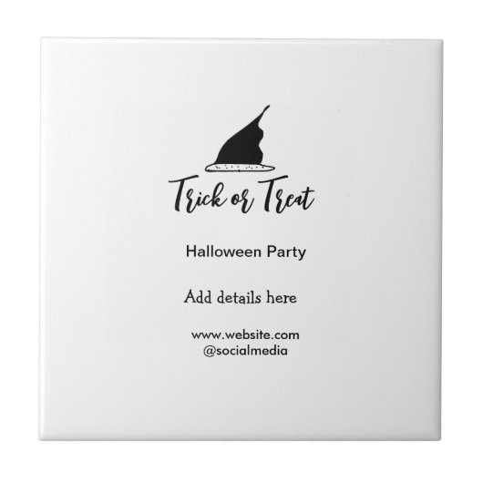 トリック オア トリート ハロウィン パーティー 黒い帽子の詳細 w タイル (正面)