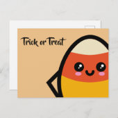 トリック・オア・トリート-ハロウィン-卵キャンデートウモロコシ インビテーションポストカード (正面/裏面)