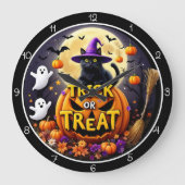 トリック・オア・トリート ハロウィン 猫 ラージ壁時計 (正面)