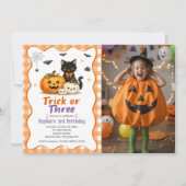 トリック・オア・トリート ハロウィン 3歳 誕生日招待状 招待状 (正面)
