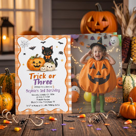 トリック・オア・トリート ハロウィン 3歳 誕生日招待状 招待状