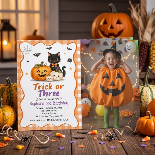 トリック・オア・トリート ハロウィン 3歳 誕生日招待状 招待状