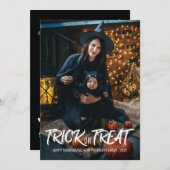 「トリック・オア・トリート」ハロウィーン家族の写真 シーズンカード (正面/裏面)