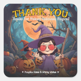 トリック・オア・トリート・パンプキン かわいい魔女 ハロウィン スクエアシール