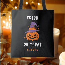 トリック・オア・トリート 名前入り カボチャ ハロウィーン パーソナライズデザイン トートバッグ