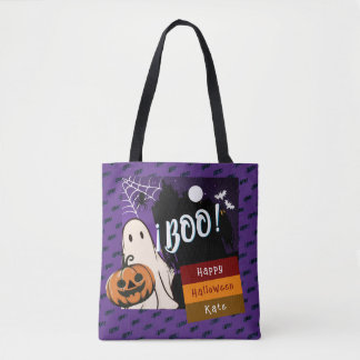 トリック・オア・トリート 名前入り ハロウィン ピンク トートバッグ