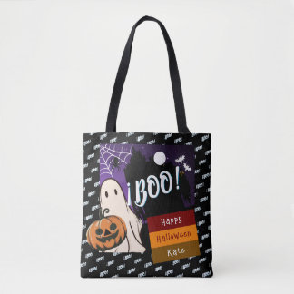 トリック・オア・トリート 名前入り ハロウィン ピンク トートバッグ