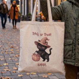 トリック・オア・トリート 黒猫のキャンディーバケツ トートバッグ
