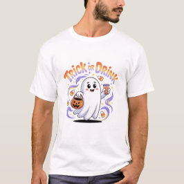 トリック・オア・ドリンク・ハロウィン・スケアリー・ゴーストTシャツ Tシャツ