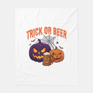 トリック オア ビール ハロウィン パンプキン マグ カップ 蜘蛛の巣_1 フリースブランケット