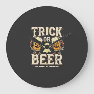 トリック オア ビール ハロウィン ビール デザイン 1 ラージ壁時計