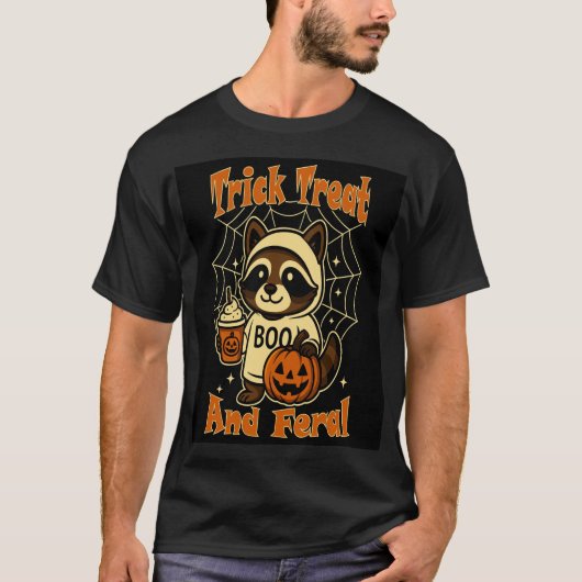 トリック・トリートと荒々しくも可愛いハロウィン Tシャツ (正面)