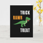 トリック ロア トリート かわいい ハロウィン タイラノサウルス レックス カード (黄色い花)