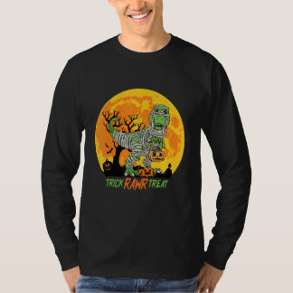トリック ロゥアー トリート ティラノサウルス 恐竜 ミイラ 男の子 ハロウィン Tシャツ