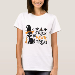 トリック・ロゥア・トリート 黒猫 魔女の帽子 ハロウィン Tシャツ