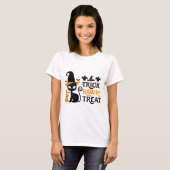 トリック・ロゥア・トリート 黒猫 魔女の帽子 ハロウィン Tシャツ (正面フル)