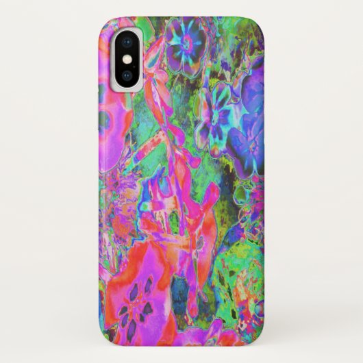 トリッピーなサイケデリックホットピンクと紫の花 Case-Mate iPhoneケース (裏面)