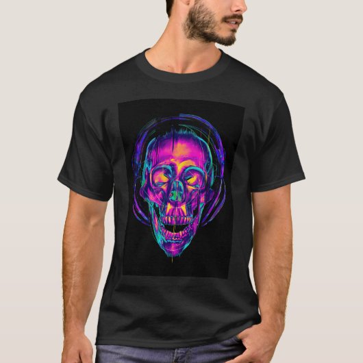 トリッピーなドクロ Tシャツ (正面)