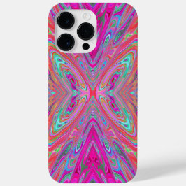 トリッピーなピンクとアクアとマゼンタの抽象的な蝶 Case-Mate iPhone 14 PRO MAXケース