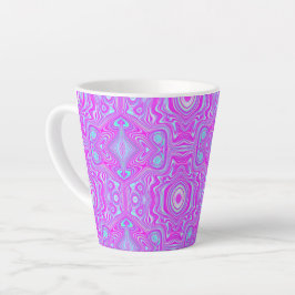 トリッピーなホットピンクとアクアブルーの抽象的パターン カフェラテマグ