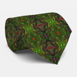 トリッピーなレトロライムグリーンの抽象的な蝶 ネクタイ