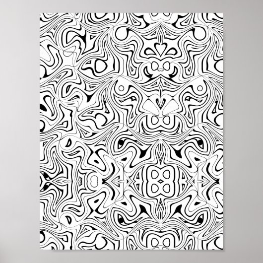 トリッピーパターン抽象渦巻き模様のぬり絵アート ポスター (正面)