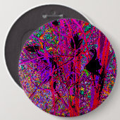 トリッピー アブストラクト レインボー オリエンタル リリー フラワーズ 缶バッジ (正面&裏面)