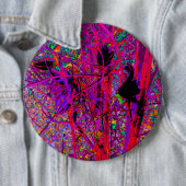 トリッピー アブストラクト レインボー オリエンタル リリー フラワーズ 缶バッジ (インサイチュ)