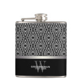 トリッピー ダイヤモンド モノクロ パターン ブライズメイド ギフト フラスク (正面)