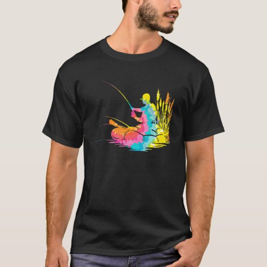 トリッピー レインボー ヒッピー タイダイ 釣り Tシャツ (正面)