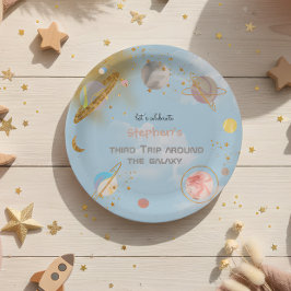 トリップのまわりにザ銀河系宇宙誕生日 ペーパープレート