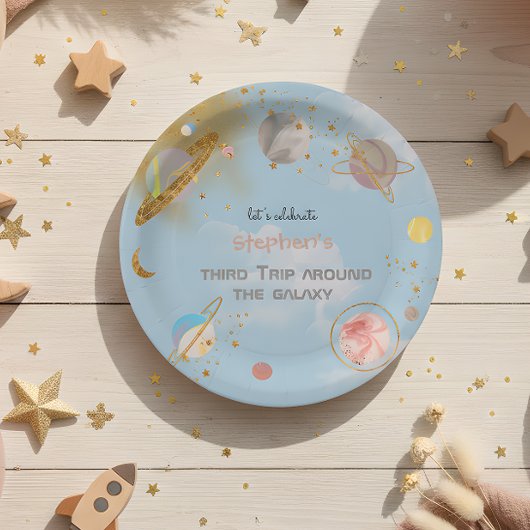 トリップのまわりにザ銀河系宇宙誕生日 ペーパープレート
