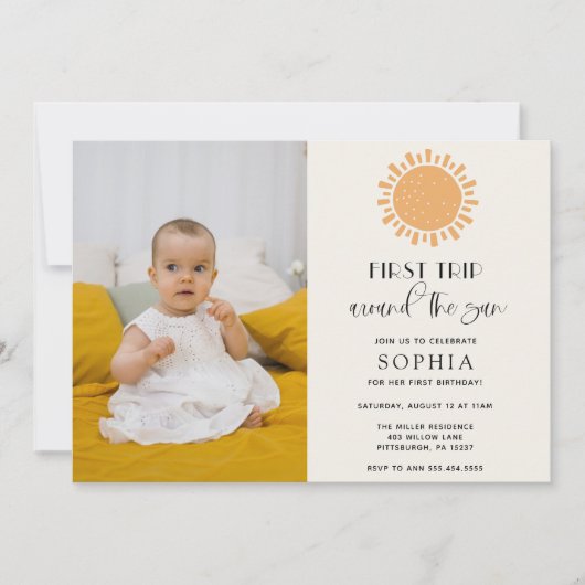 トリップザのまわりにサンフォト誕生日招待状 招待状 (正面)