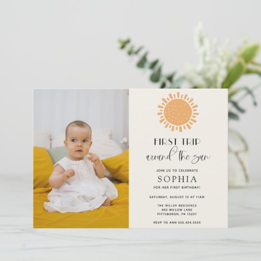 トリップザのまわりにサンフォト誕生日招待状 招待状 (スタンド正面)