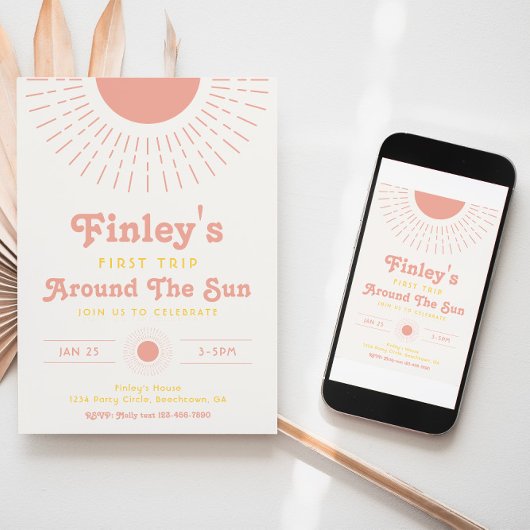 トリップザのまわりにサン招待状 |ボホ誕生日 招待状