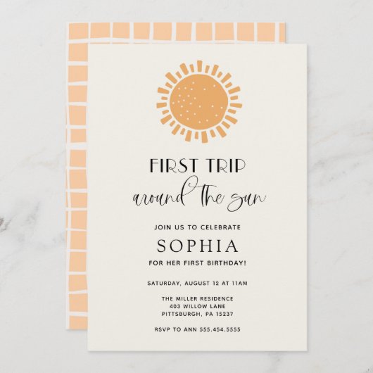 トリップザのまわりにサン誕生日招待状 招待状 (正面/裏面)