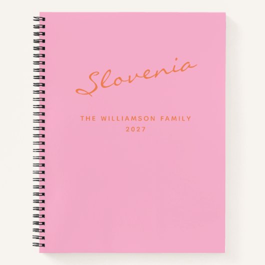 トリップピンクパーソナライズされたオレンジ旅行誌 ノートブック (正面)
