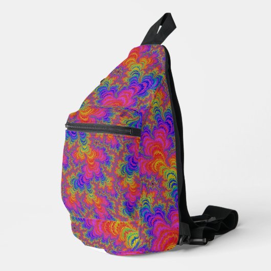 トリップ(幻覚体験)のようなはっきりしたファンキー鮮やかRainbow抽象芸術 スリングバッグ (右コーナー)
