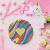 トリップ（幻覚体験）のようなカラフルレトロポップ・アートの抽象芸術 ペーパープレート (パーティー)