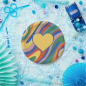 トリップ（幻覚体験）のようなカラフルレトロポップ・アートの抽象芸術 ペーパープレート (パーティー)