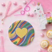 トリップ（幻覚体験）のようなカラフルレトロポップ・アートの抽象芸術 ペーパープレート (パーティー)