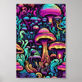 トリップ（幻覚体験）のようなキノコ絵画アート ポスター (正面)