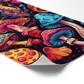 トリップ（幻覚体験）のようなキノコ絵画アート ポスター (角)