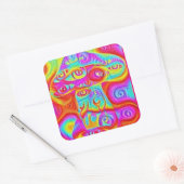 トリップ(幻覚体験)のようなサイケデリックカラフル スクエアシール (封筒)