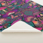 トリップ（幻覚体験）のようなサイケデリック菌模様 シェルパブランケット (3/4)